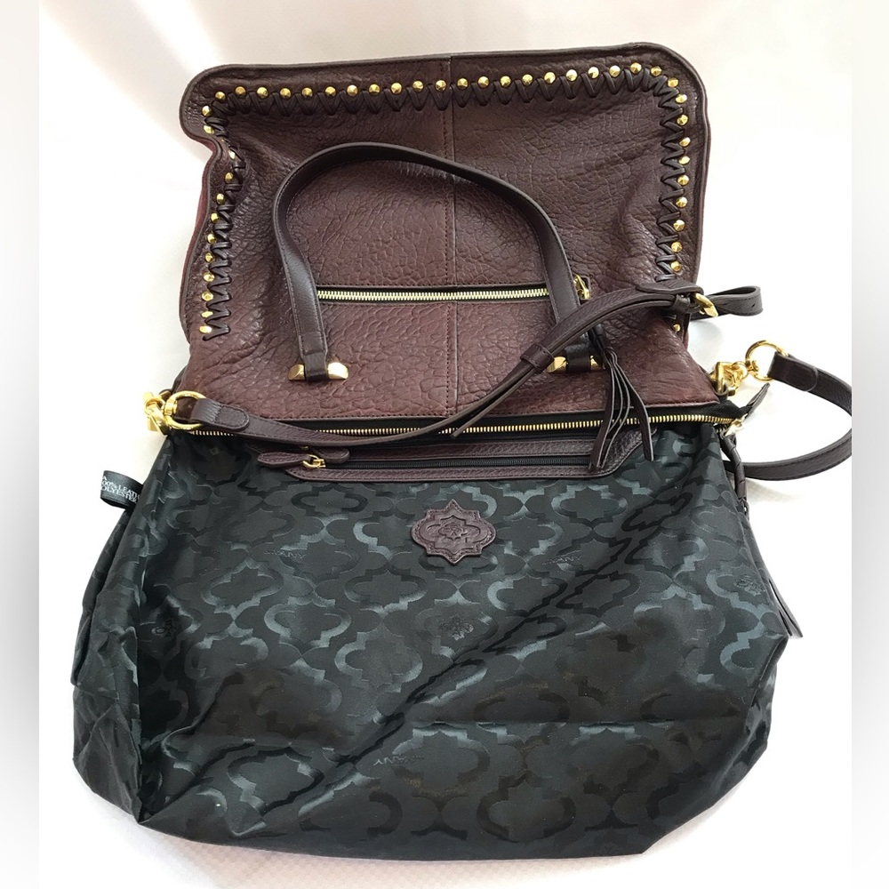 NWOT OR YANY Burgundy Large Leather Studded Satchel - Picture 9 of 12